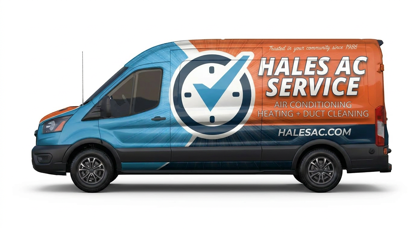 Hales AC service van for air conditioning, heating, and duct cleaning service in Tampa Bay